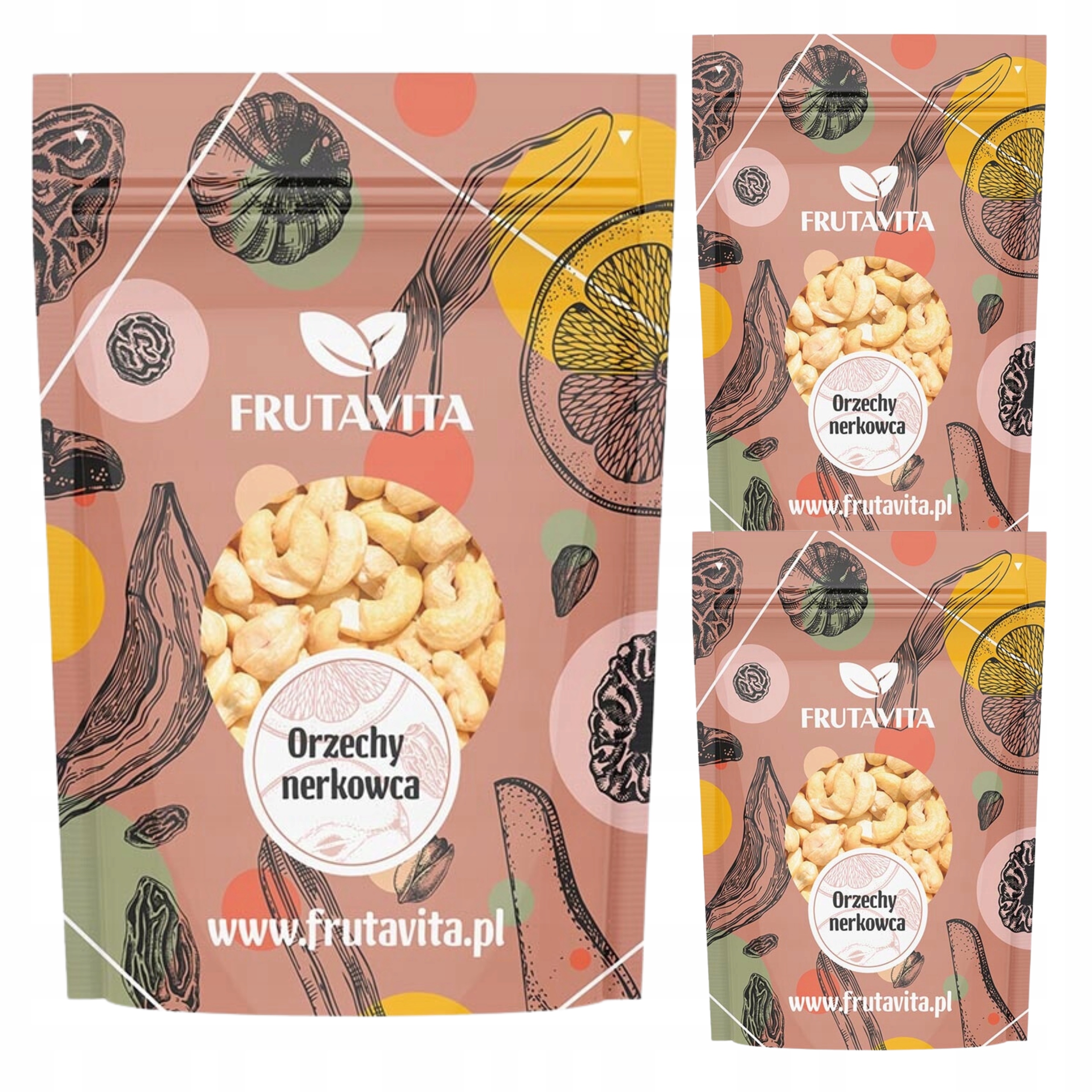 Levně Kešu ořechy 3x 500 g celé kešu ořechy Natural Čerstvé 1,5 kg Frutavita