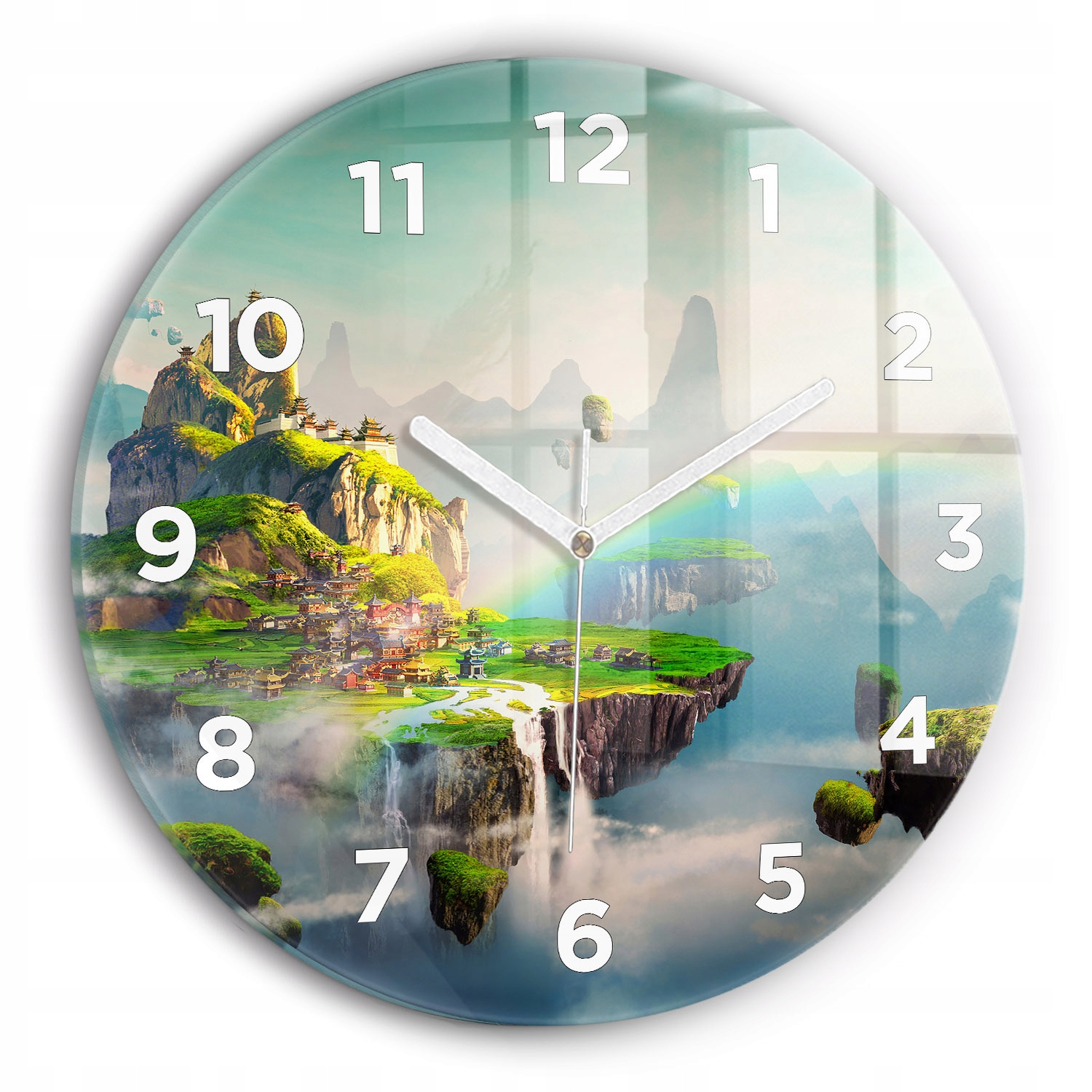 Skleněné hodiny s krásnou grafikou ideální jako dárek Čínské fantasy fi 30cm