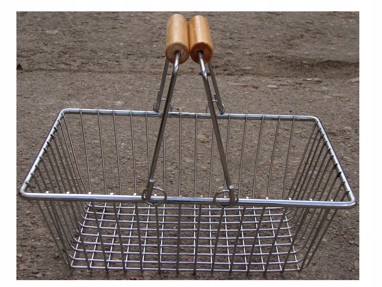 Stary solidny koszyk metalowy Vintage Loft