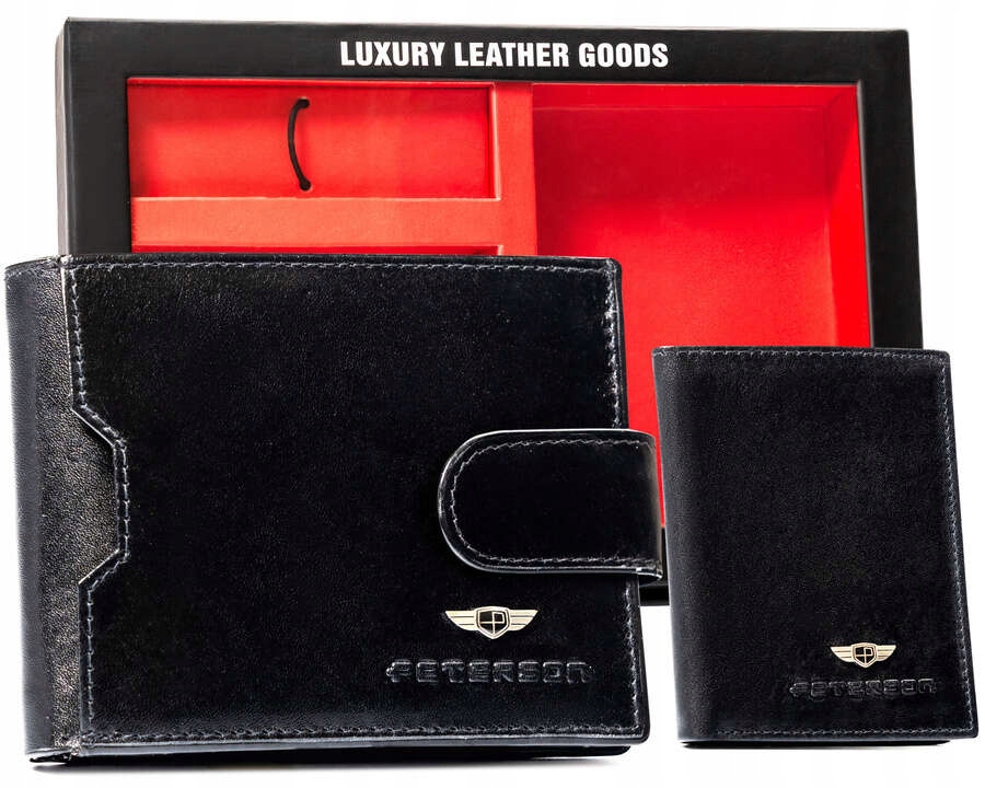 Dárková sada pánské kožené peněženky pouzdro a přívěsek na klíče Peterson