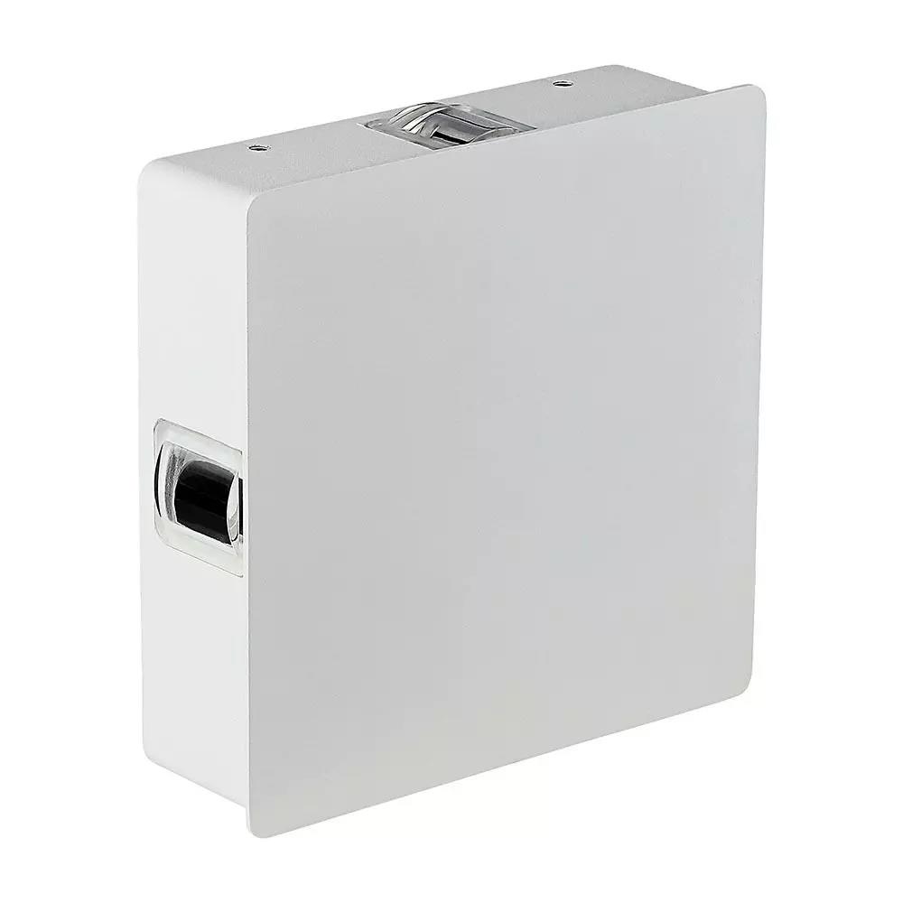 V-tac Nástenná lampa 4W Led IP65 biela štvorcová VT-704 4000K 440lm