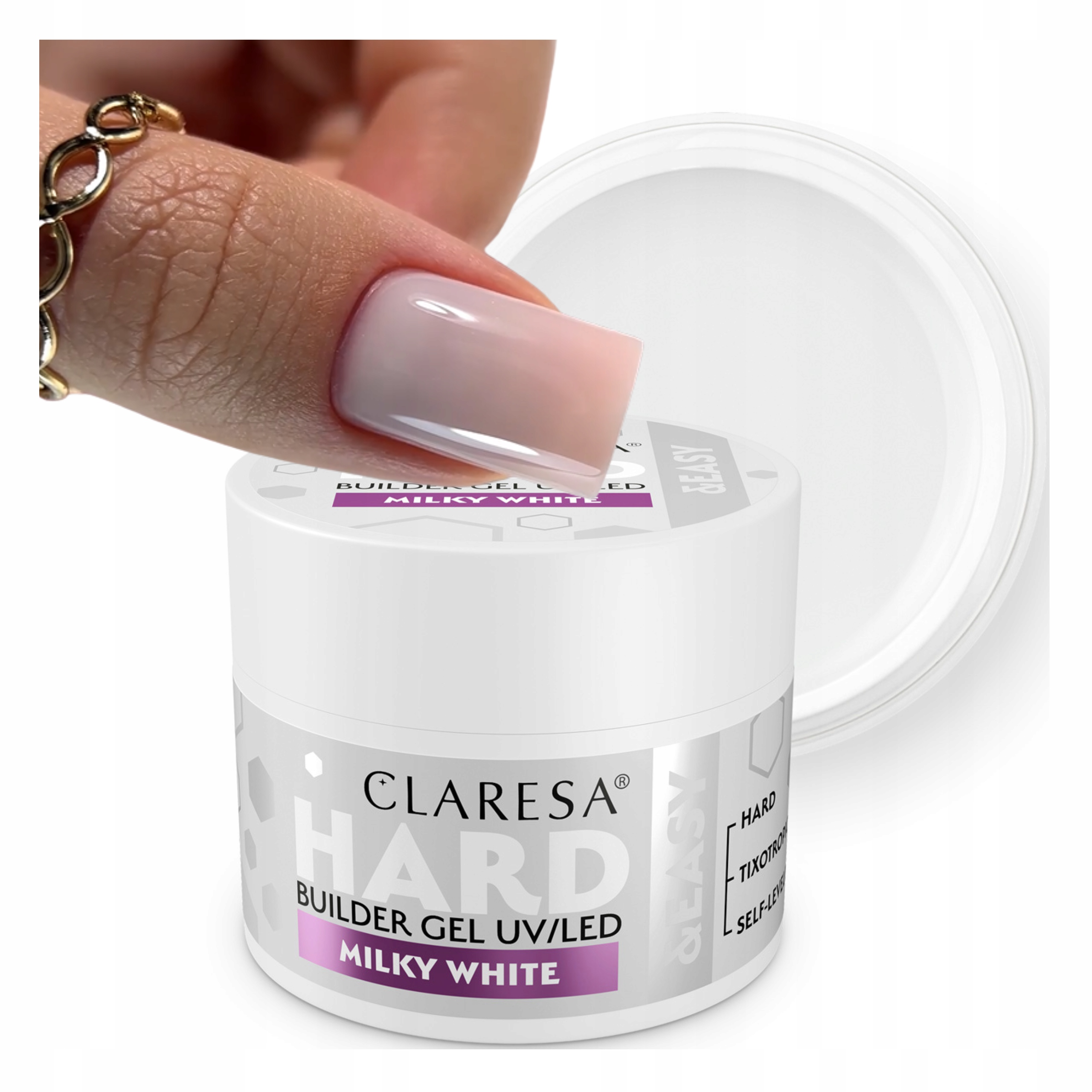 Claresa Hard&easy stavební gel mléčně bílý tvrdý Milky White 45 g