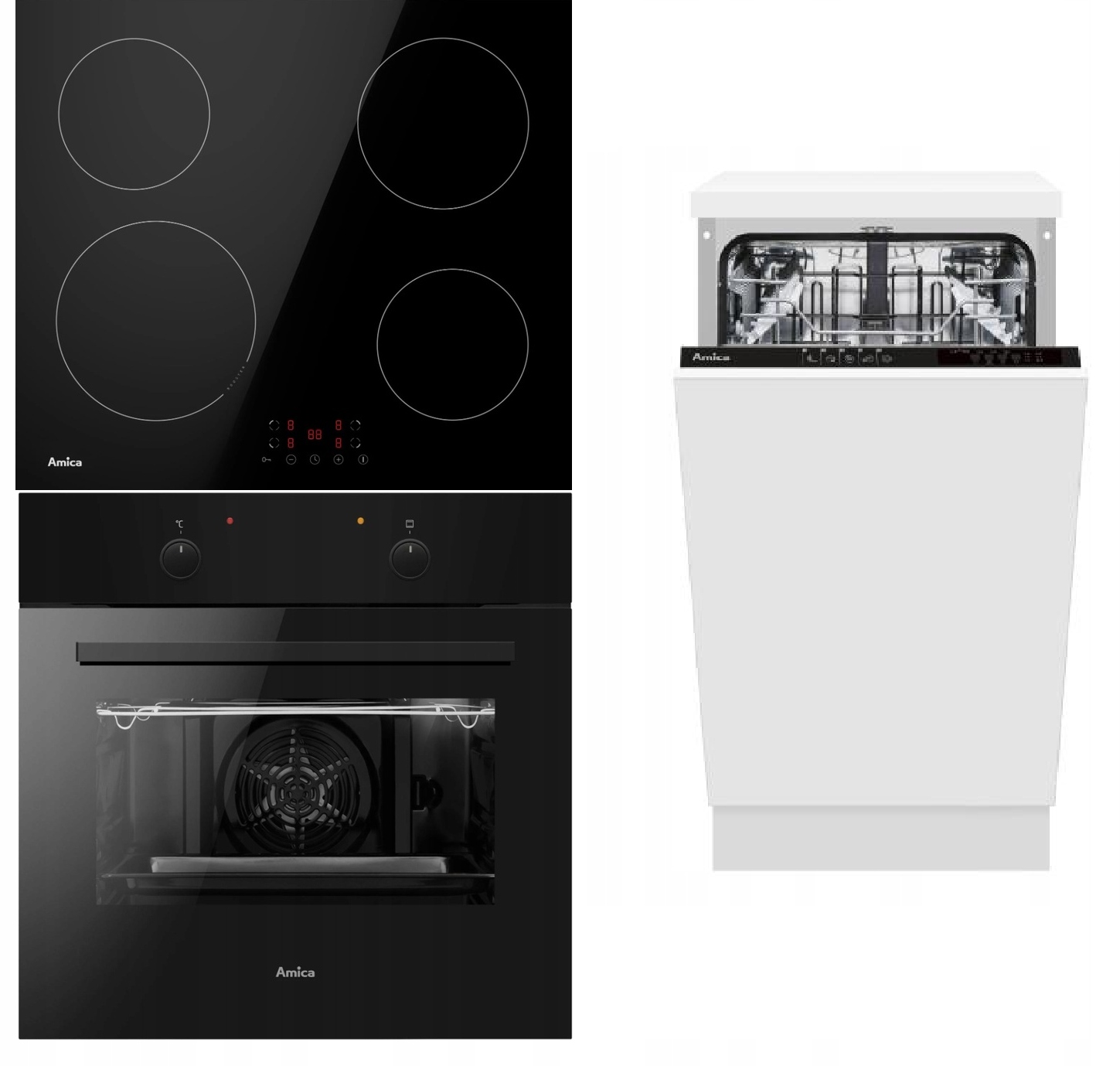 Sada domácích spotřebičů pro vestavbu Trouba Indukční varná deska Myčka nádobí 45 cm