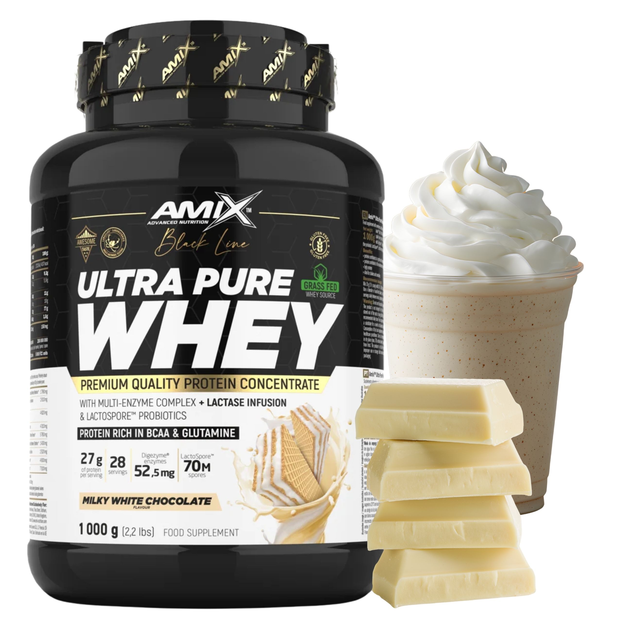 Protein Amix Ultra Pure Whey Concentrate Bílá Čokoláda 1 kg