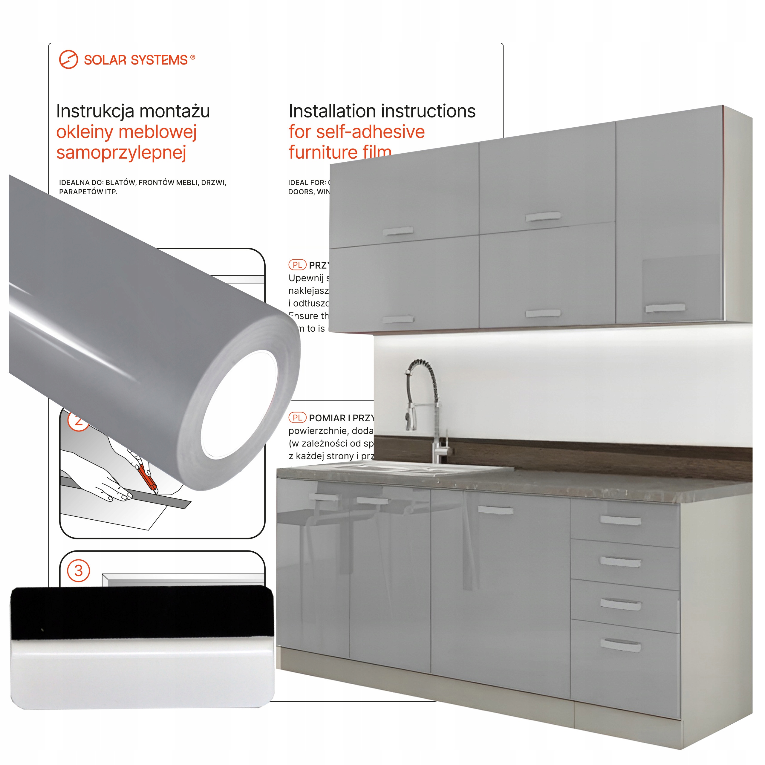 Samolepicí dýha na nábytek Šedá Světlý lesk 122x400 cm Pro nábytek Dveře