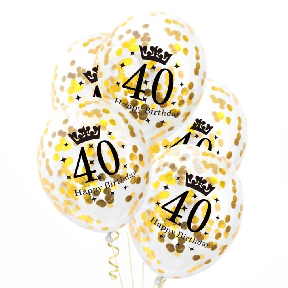 

Balony z konfetti złotym, 40 urodziny, 30cm