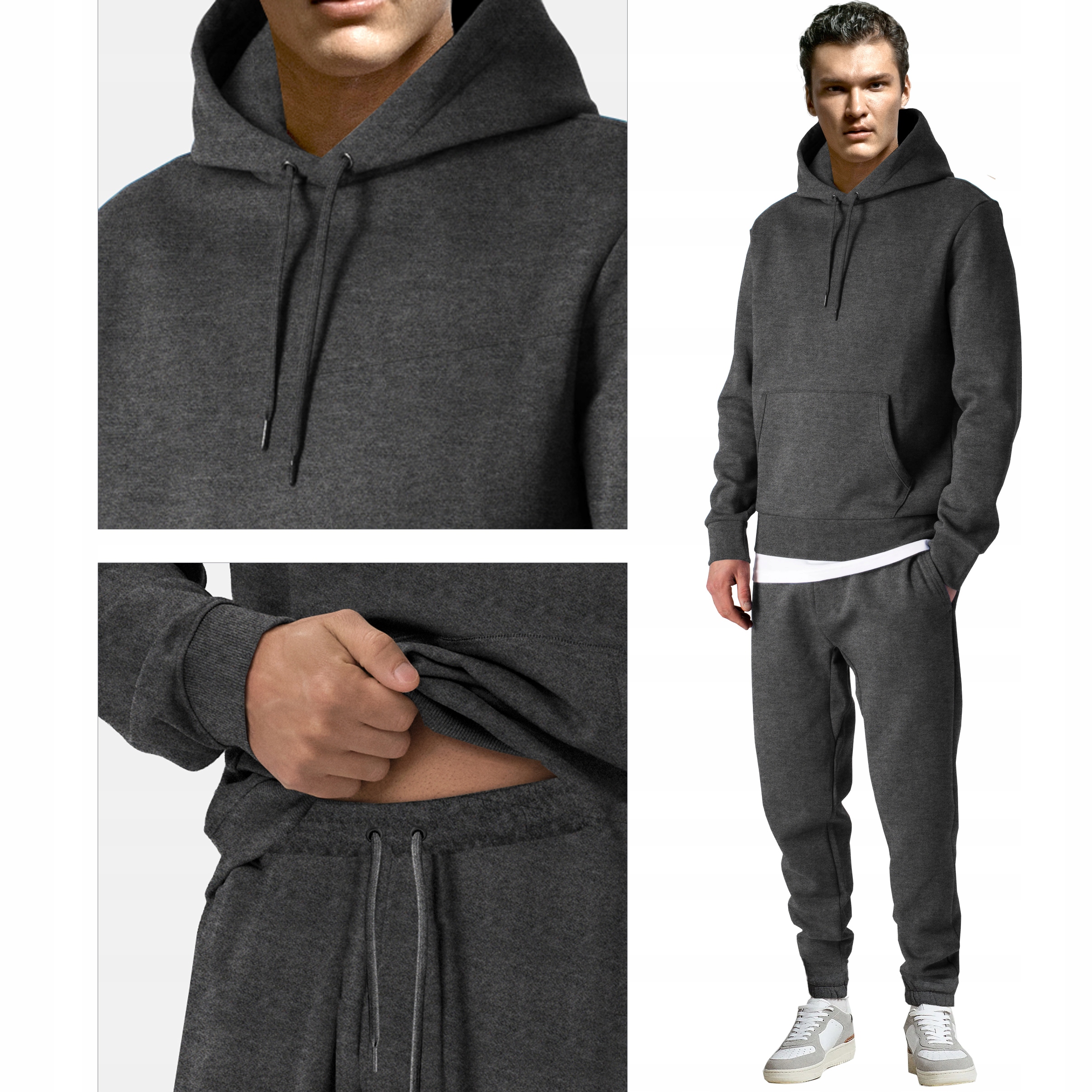 Rf tepláková souprava pánská mikina s klokaní kapsou a kapucí elastická teplá Pet/cor grf M