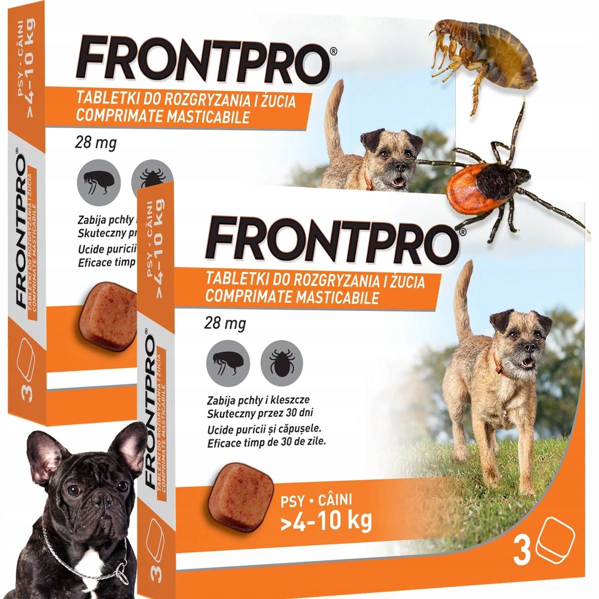 6 Tabletek Frontpro na Kleszcze Pchły Pasożyty dla Psa 4-10 kg na 180 dni