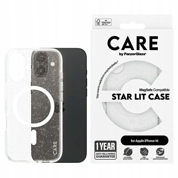 Pouzdro Care by PanzerGlass Flagship Star Lit Case pro iPhone 16 6,1" bílé/whit