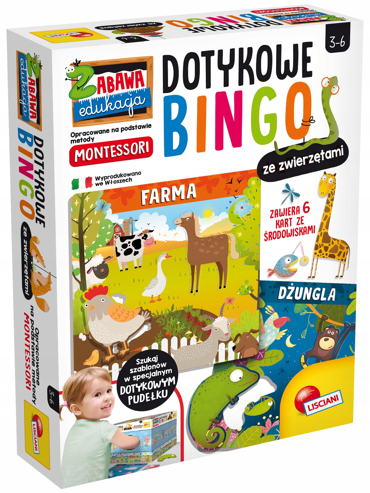 MONTESSORI ZESTAW DOTYKOWE BINGO ZE ZWIERZĘTAMI