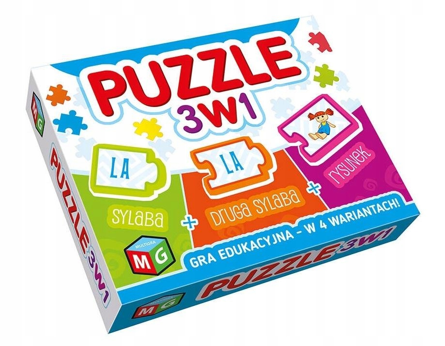 Gra Planszowa Puzzle 3W1 Nauka Sylab Multigra