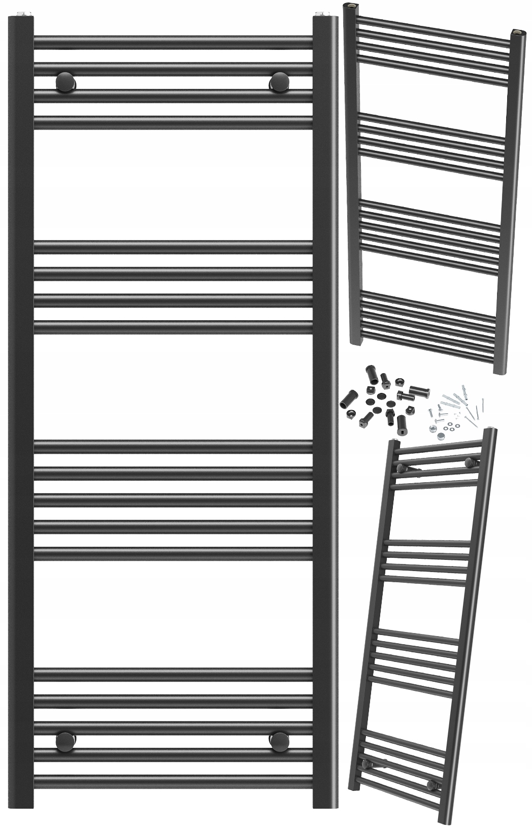 Koupelnový Radiátor Černý Breno Žebříkový 50x120 cm Radiátor Montáž 180°