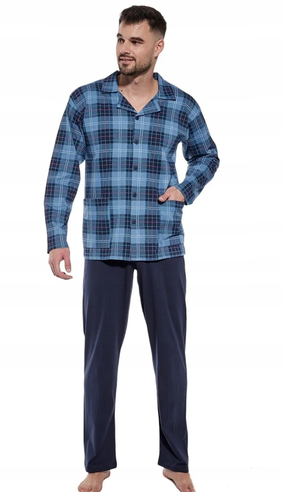 PIŻAMA MĘSKA Cornette 114 rozpinana 3XL / 54 Granatowy Marka Cornette