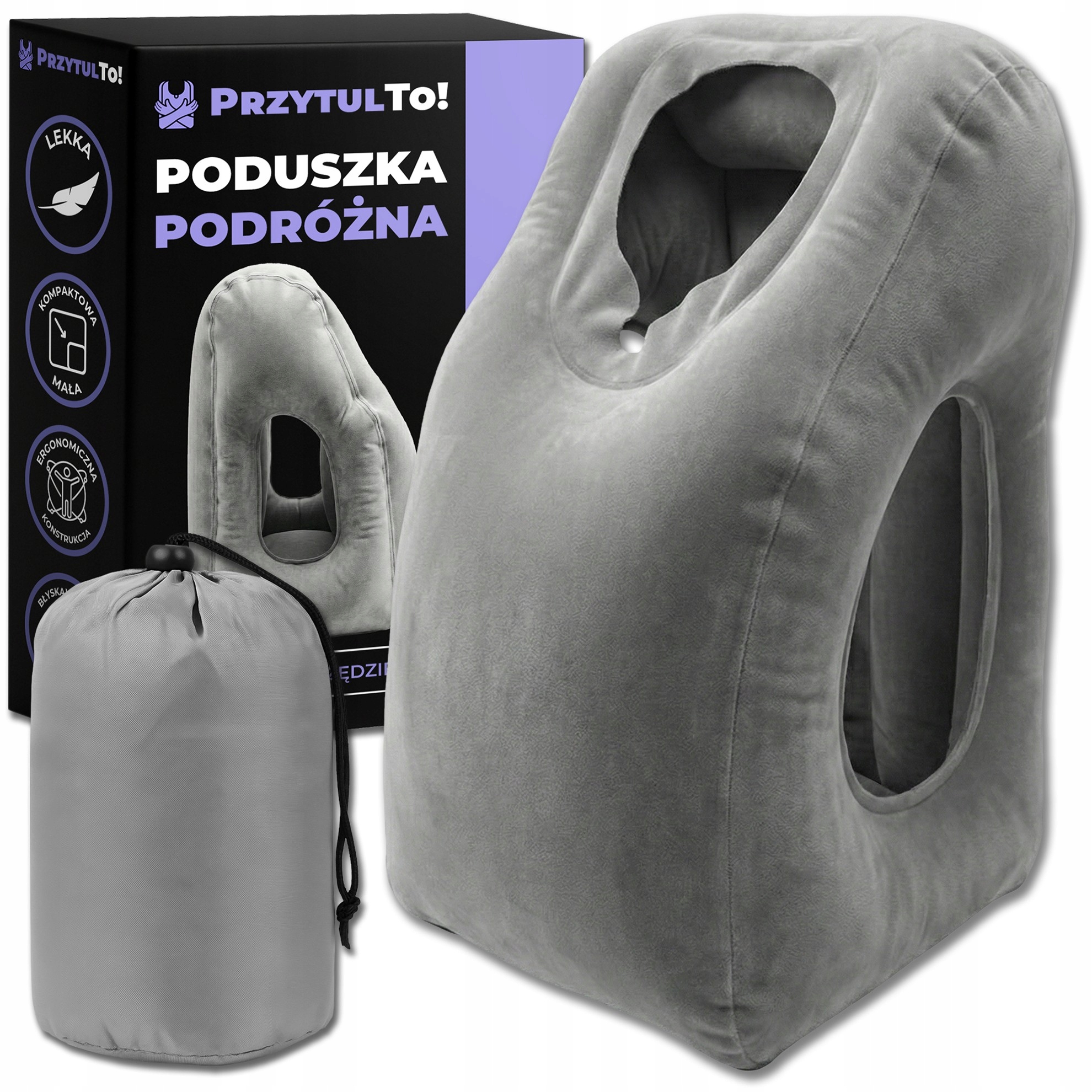 Dmuchana Poduszka Podróżna do Samolotu Pociągu Auta Odpoczynek