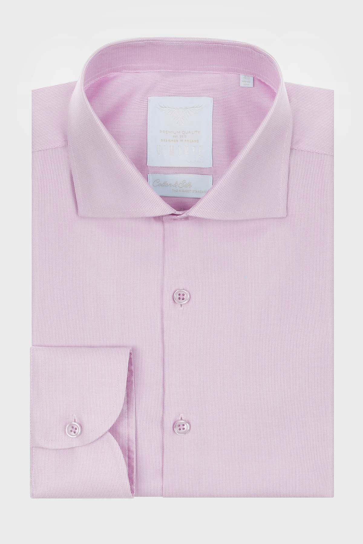Hedvábná pánská košile Vimonte růžová 44-176/182 Slim Fit Vimonte