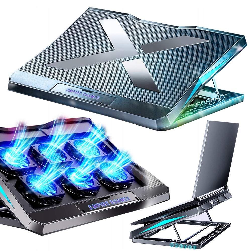 Herní Chladicí Led Rgb podložka Q3 pod notebook, stojan, 6 Ventilátorů