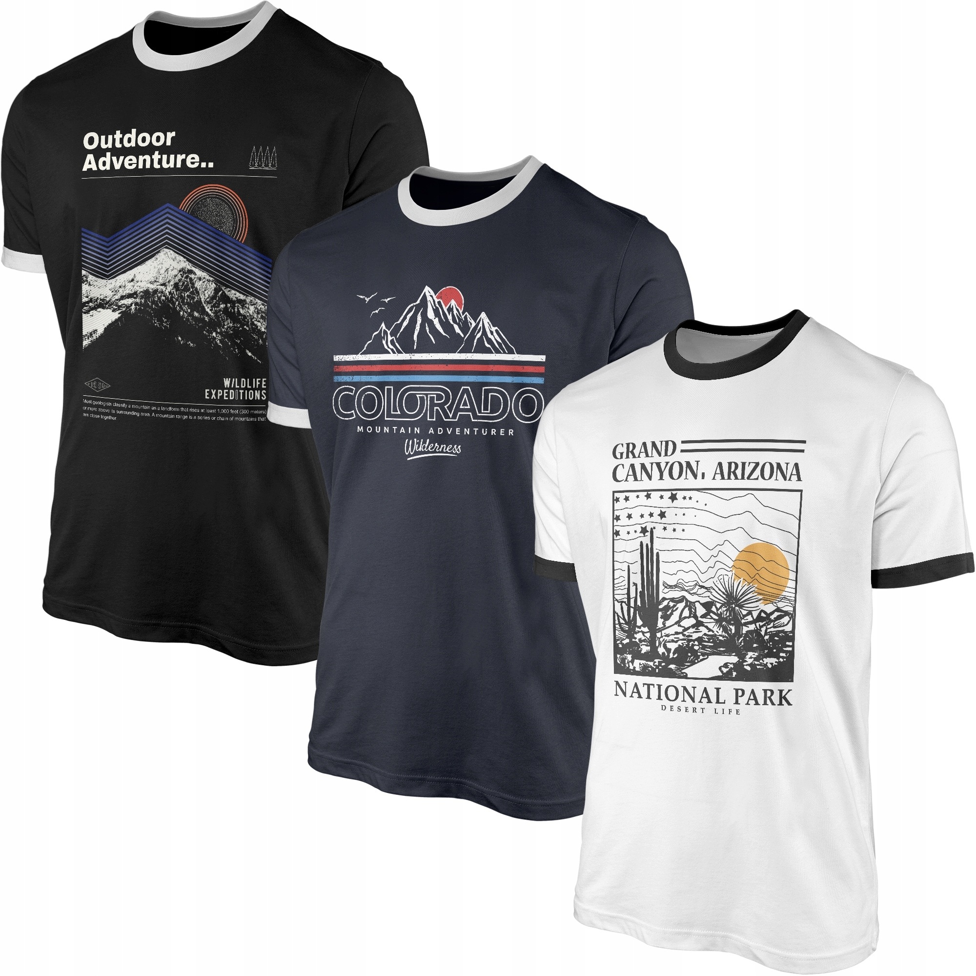 Pánské retro trička do hor na dovolenou Tatry Trekking Sada 3 kusů triček