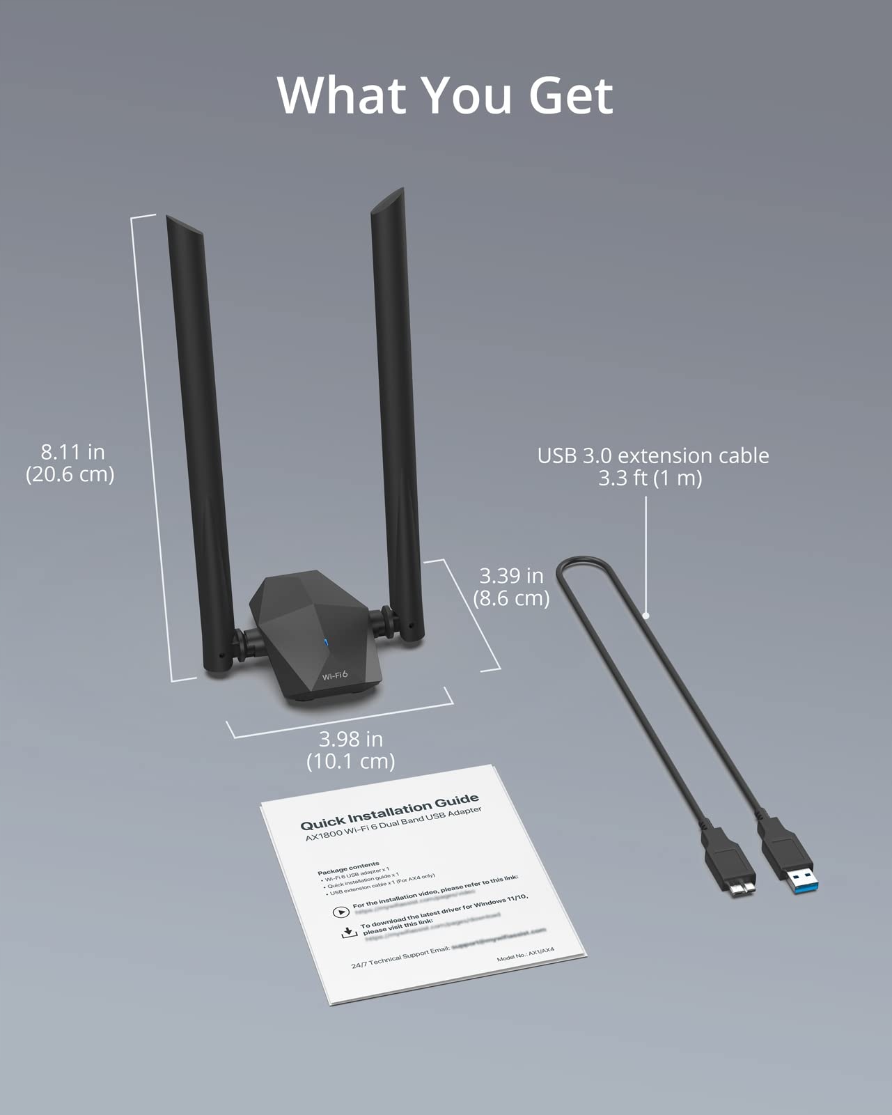 BROSTREND AX1800 Adapter WiFi 6 USB Dwie Anteny 5dBi Windows 10/11 — miniatura 7