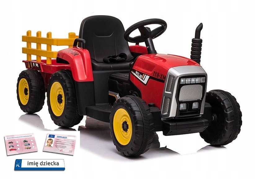 Traktor na akumulator z Przyczepką Pilot 137cm 12V Miękkie koła Eva Tablice