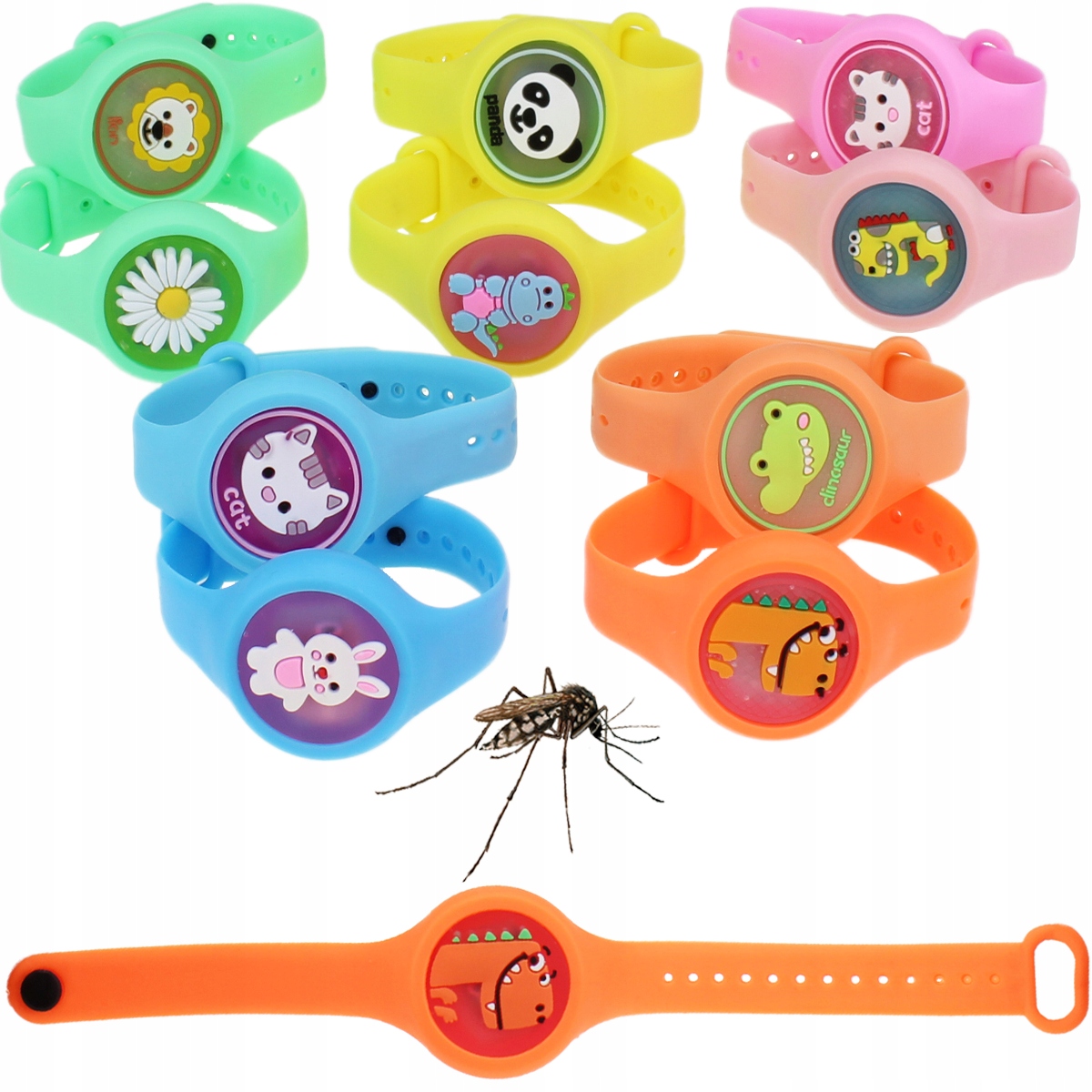 OPASKA LED NA KOMARY SILIKONOWA DLA DZIECI ZESTAW 10 SZTUK