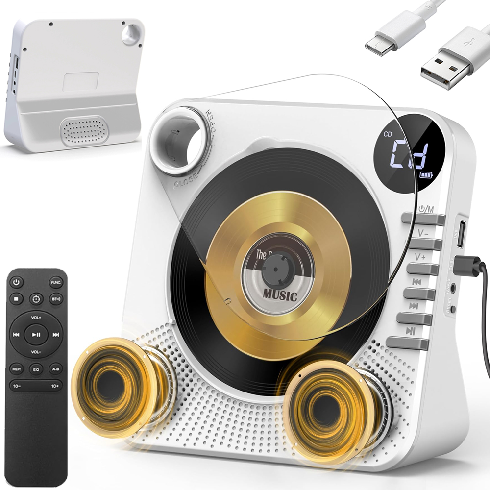 Odtwarzacz CD Przenośny Radio Fm Odtwarzacz Głośniki Bluetooth Timer Hi-fi