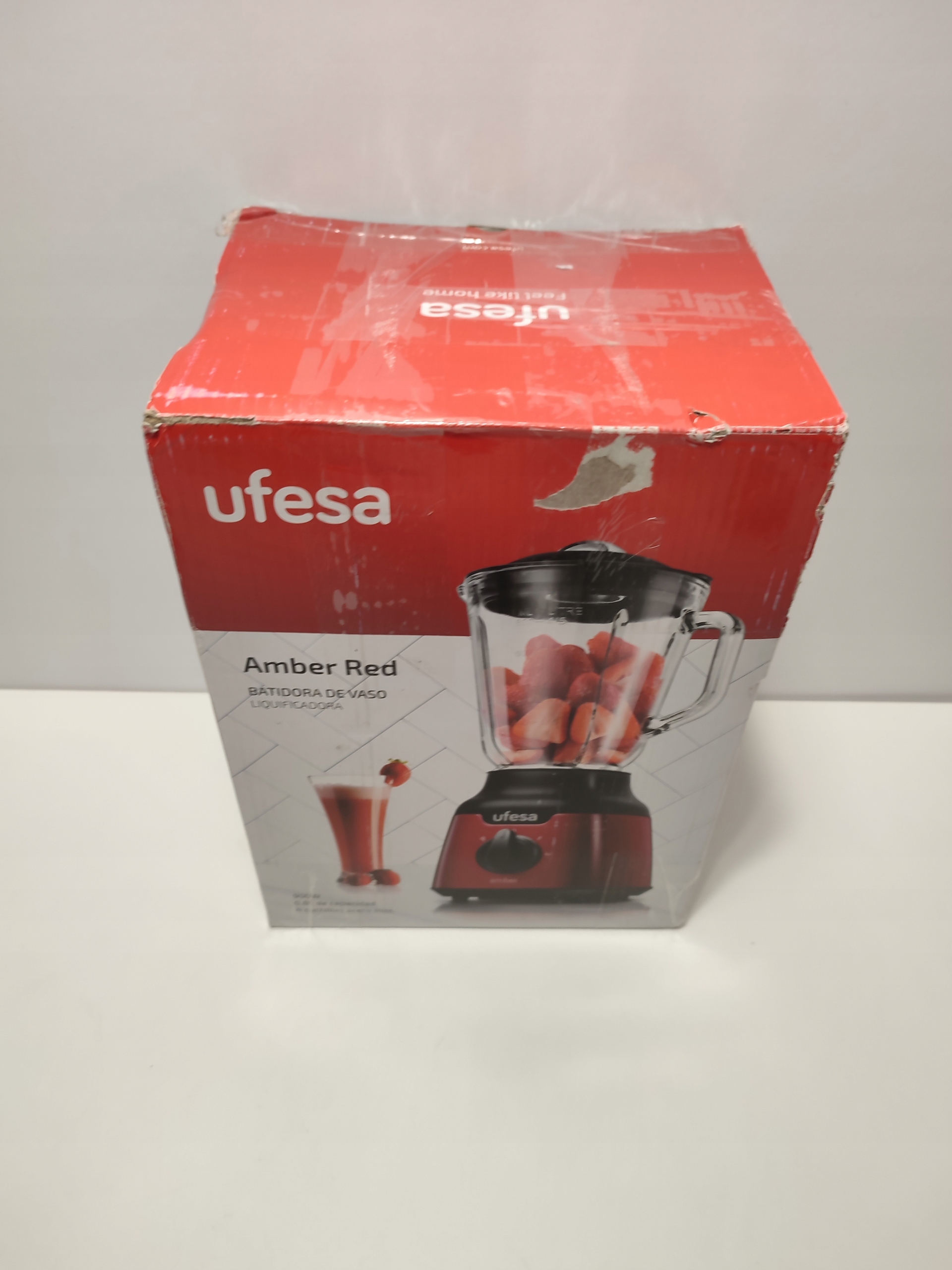 UFESA Blender Kielichowy Czerwony Szkło 0,8L 900W 2 Prędkości BPA Free — miniatura 6