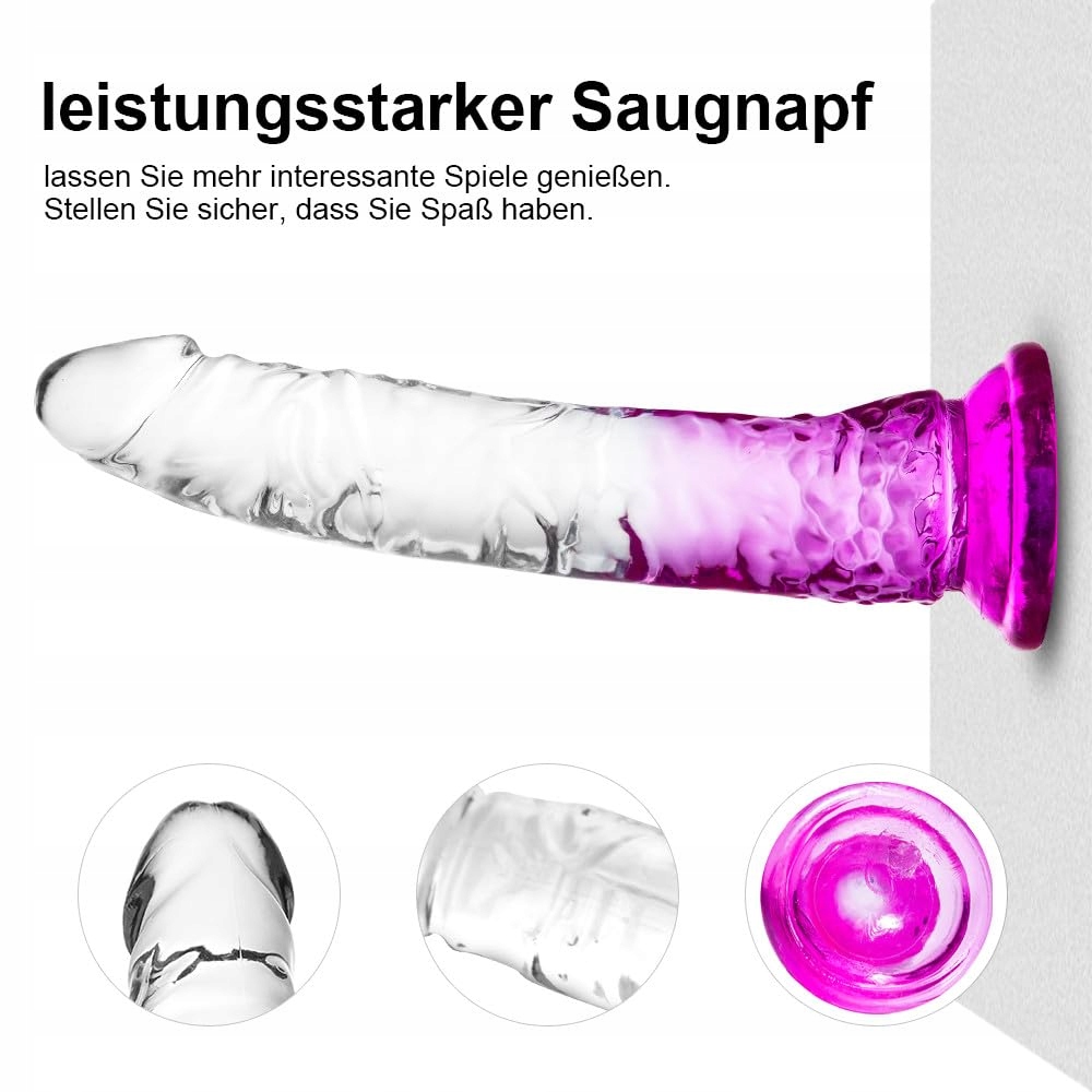 GRADIENT Przezroczysty Fioletowy Dildo Przyssawkowe 3 Rozmiary — miniatura 2
