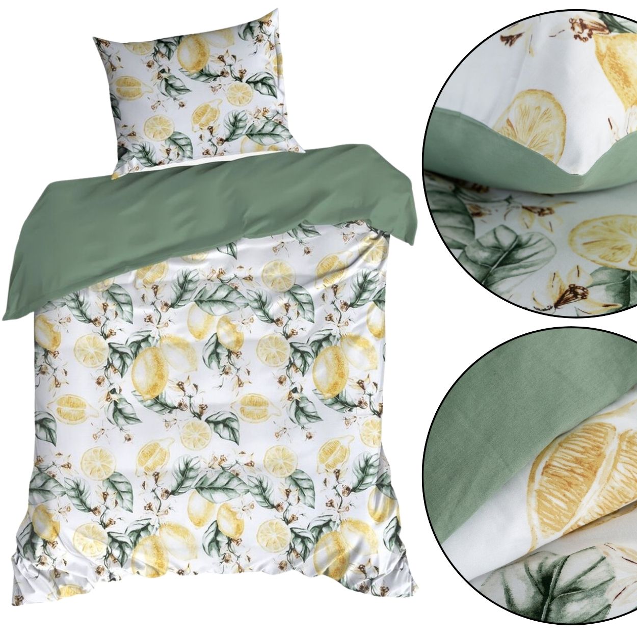 Pościel cytryny 140x200 cm bawełniana wzór do łóżka miękka ciepła ozdobna