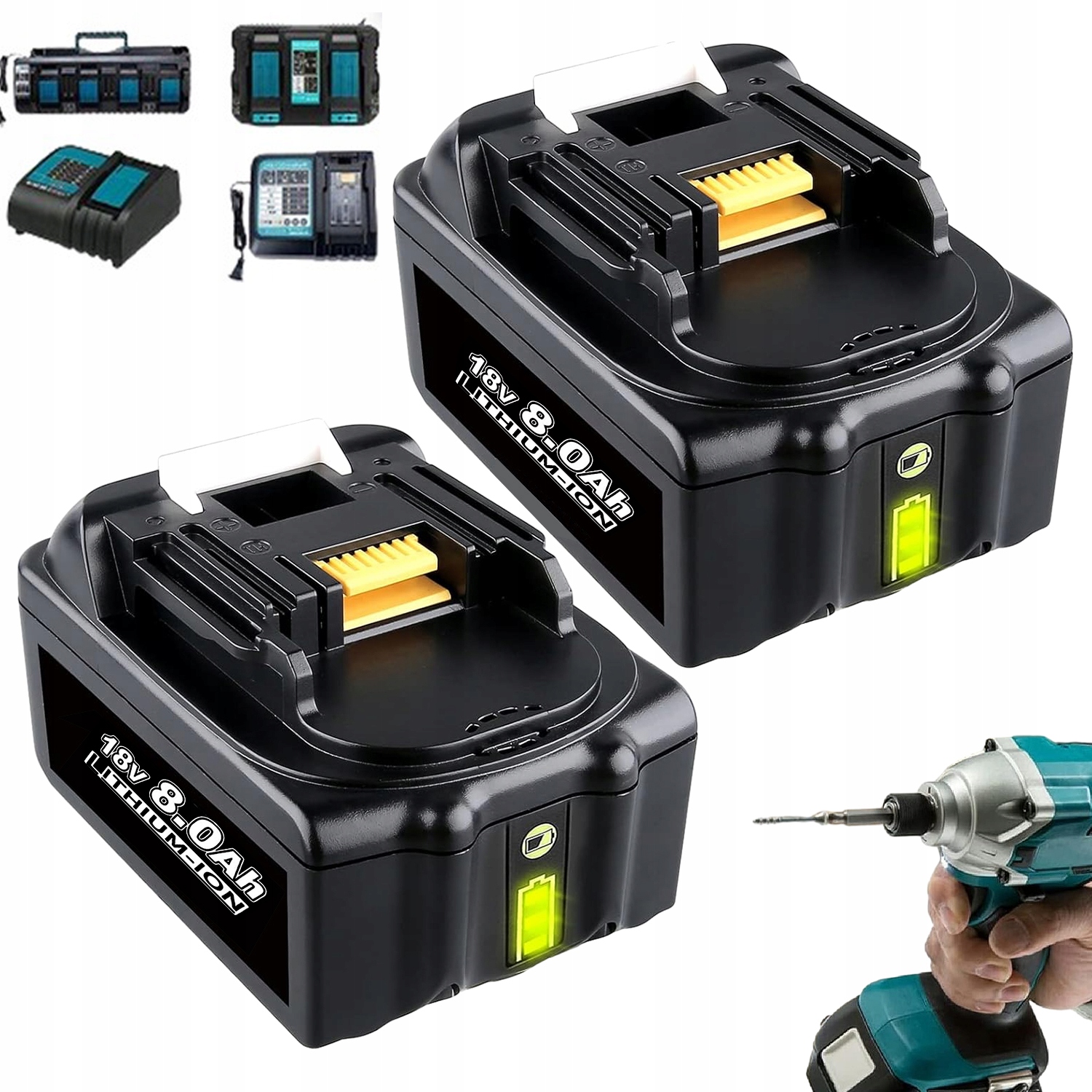 2X Baterie Pro Mt 18V 8AH Náhrada Za BL1850 BL1850B BL1860 BL1860B