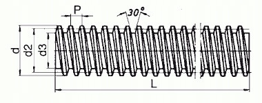 ŚRUBA TRAPEZOWA GWINT TRAPEZOWY 10x2 C45 500 mm Model GTR10X2P