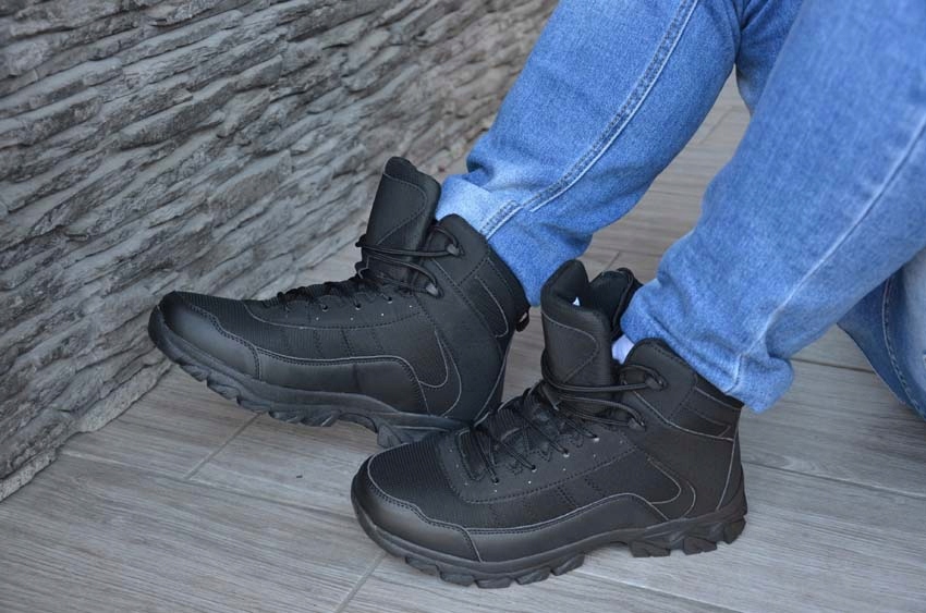 BUTY ZIMOWE SPORTOWE TREKINGOWE CIEPŁE W GÓRY TREKINGOWE OCIEPLONE WOJSKOWE Materiał zewnętrzny skóra ekologiczna