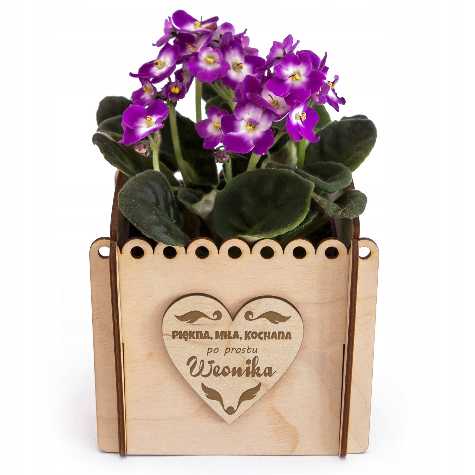 

Drewniana Doniczka Z Grawerem Na Kwiaty