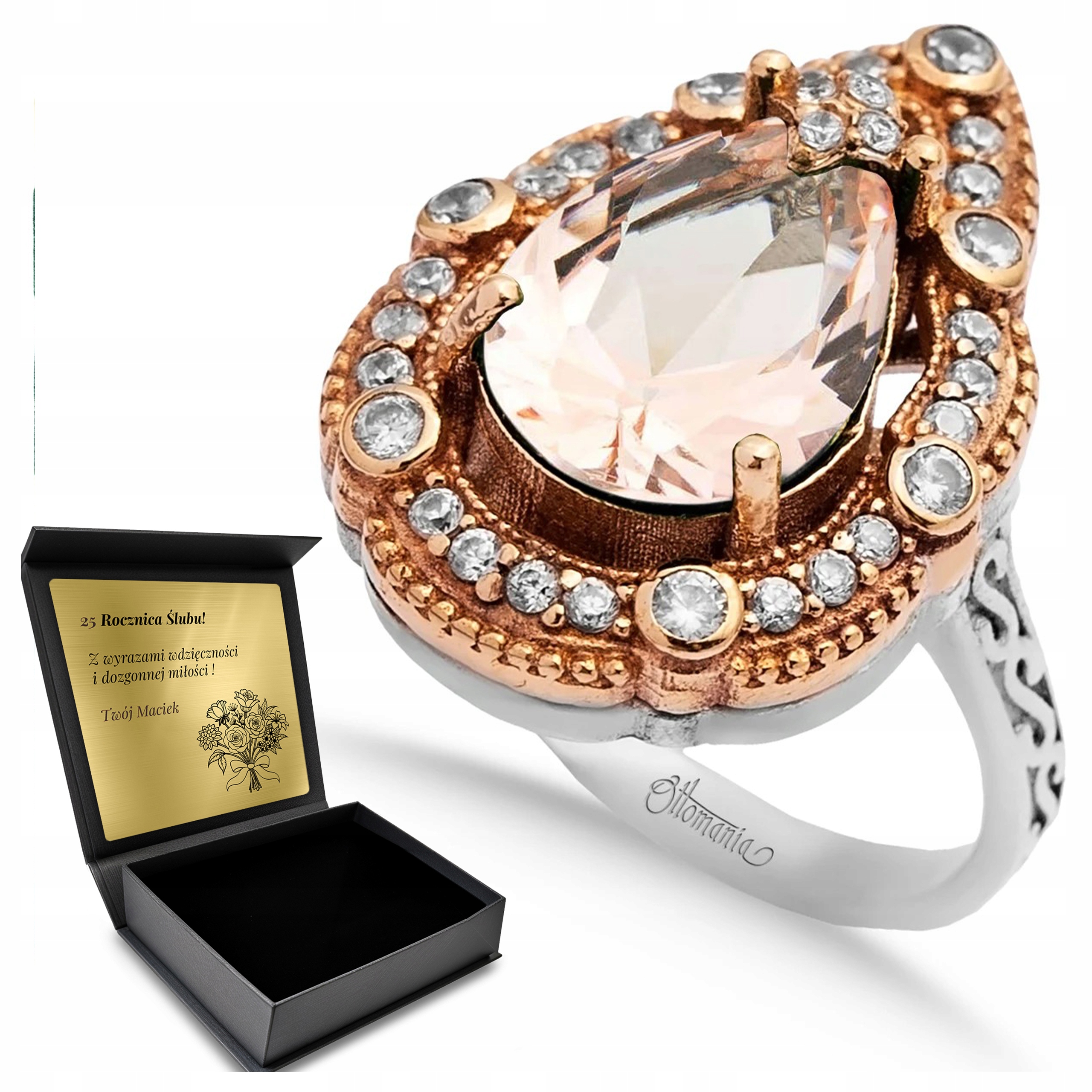 Prstýnek Zirkony Morganit, Šperky Pro Ženy Gravírování Bonus