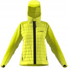 Adidas Terrex Myshelter Down Hooded dámská péřová bunda žlutá neonová M