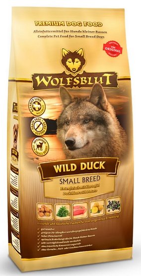Zdravé krmivo krmivo pro malé psy Wolfsblut Kachna a batáty 7,5 kg