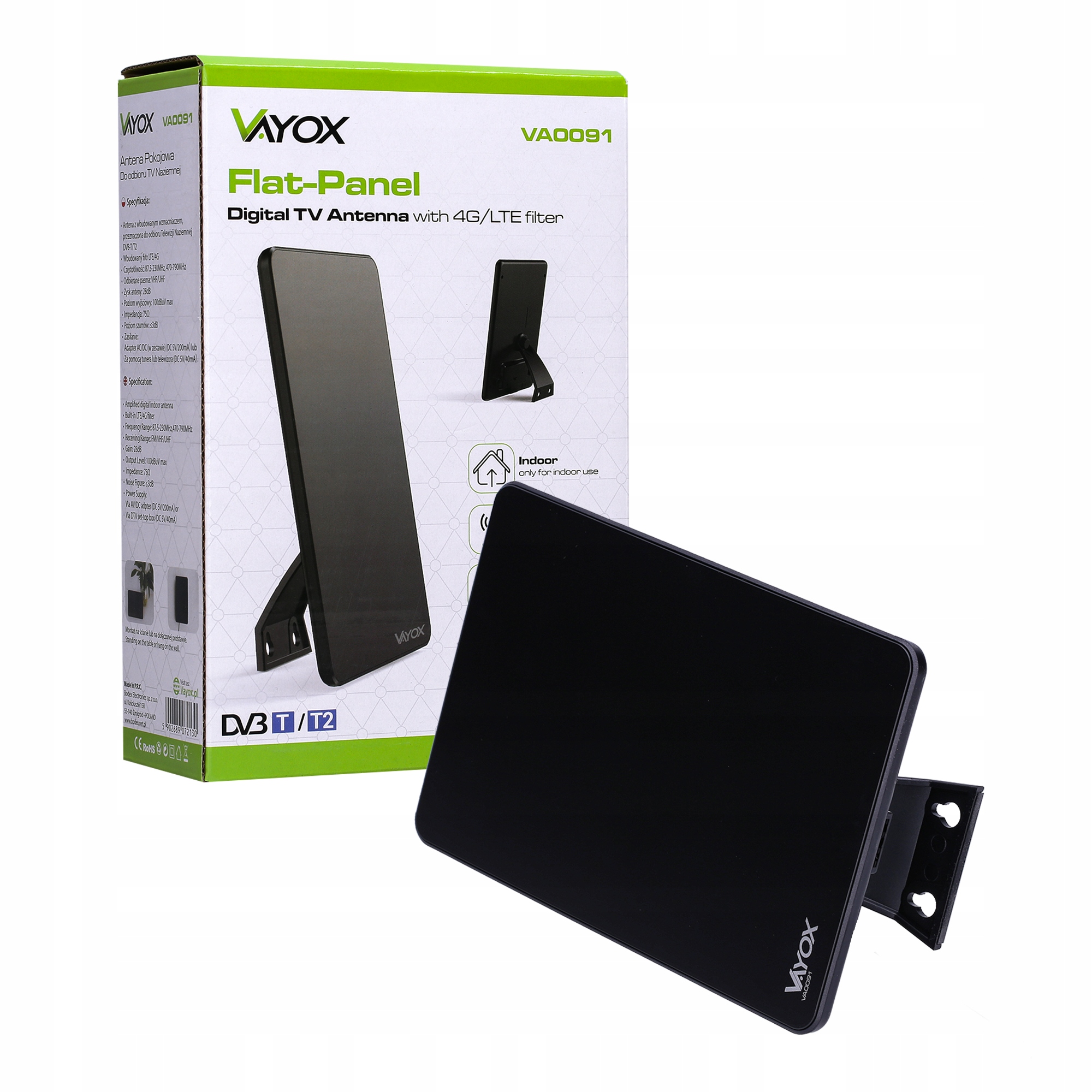 

Mocna Antena Tv Pokojowa DVB-T2 Aktywna 4K Vayox