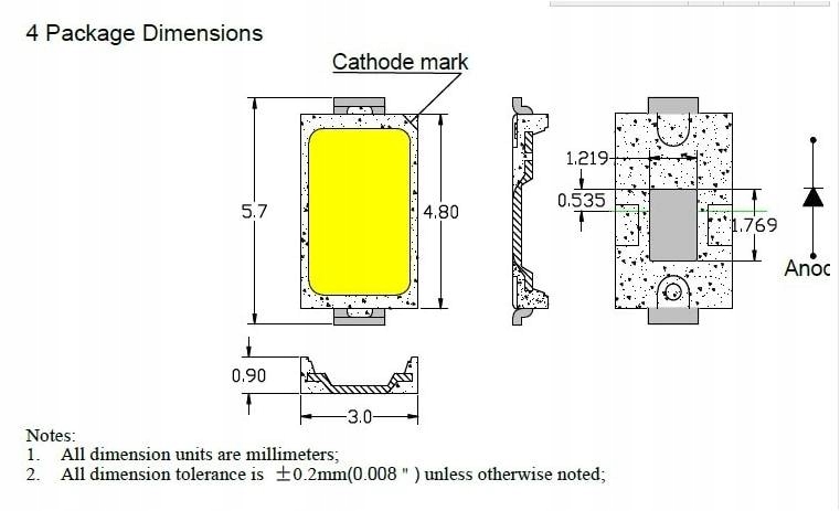 Dioda LED SMD 5730 Biały Ciepły 50lm Producent Inna