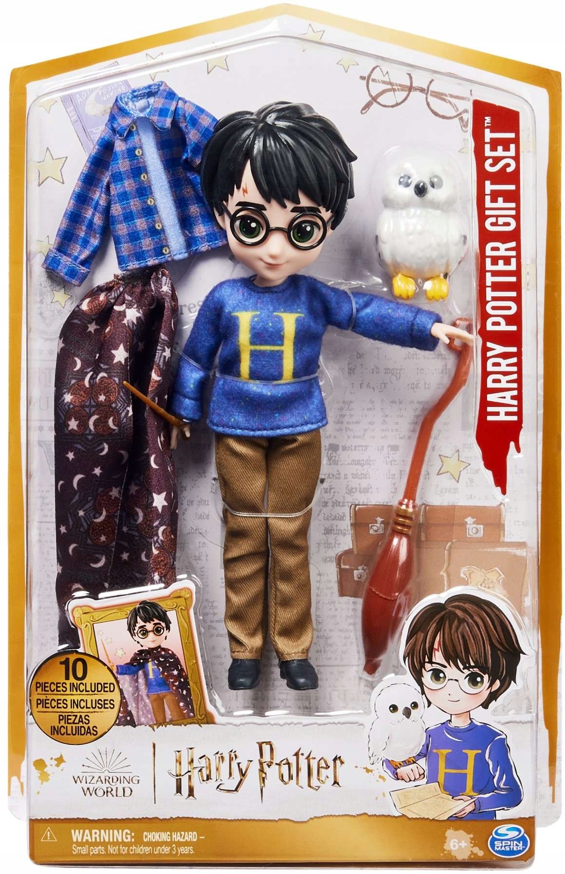 HARRY POTTER LALKA + HEDWIGA I AKCESORIA 20cm Skala 1:12