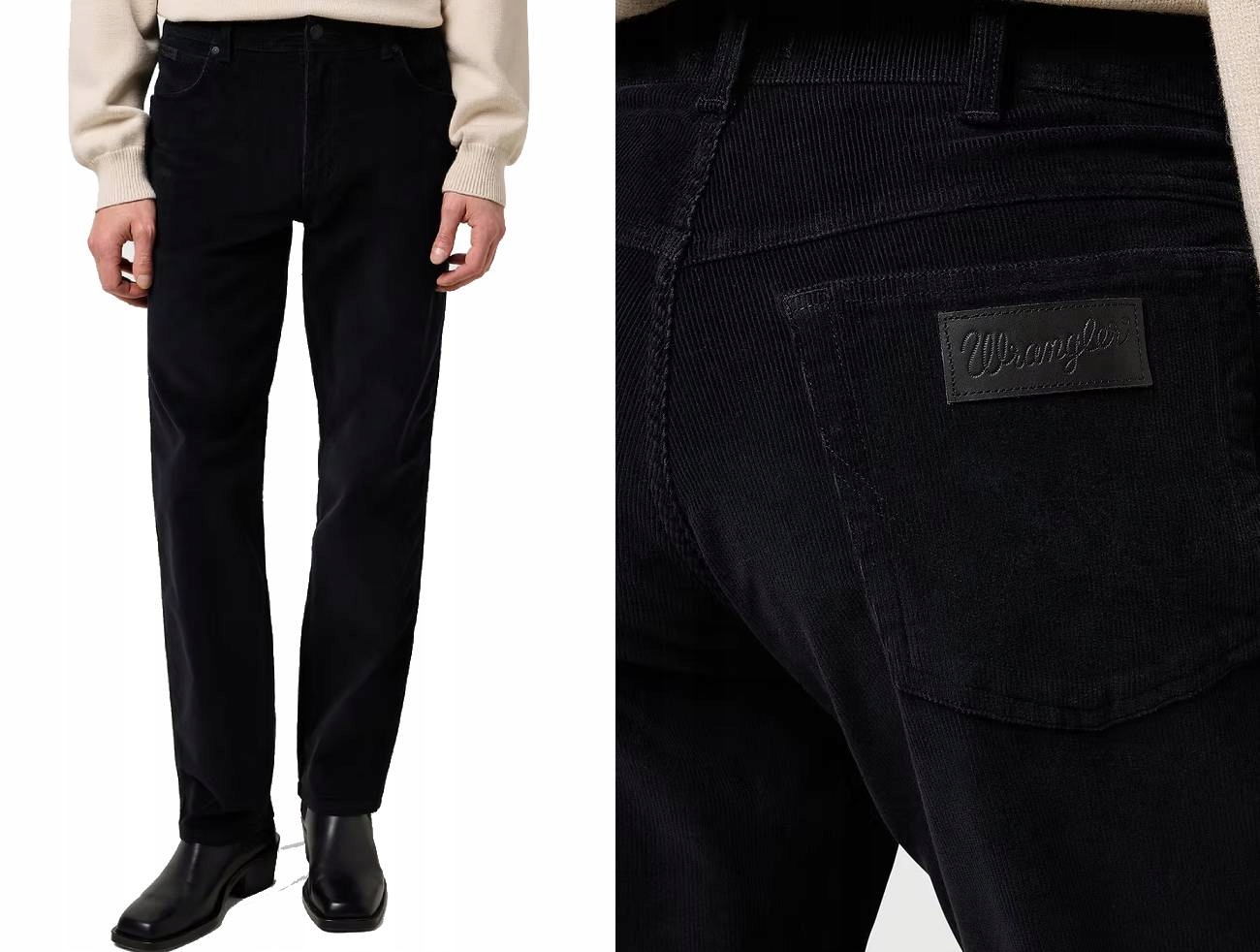 Wrangler pánské černé manšestrové kalhoty Jeans Texas black W38 L34
