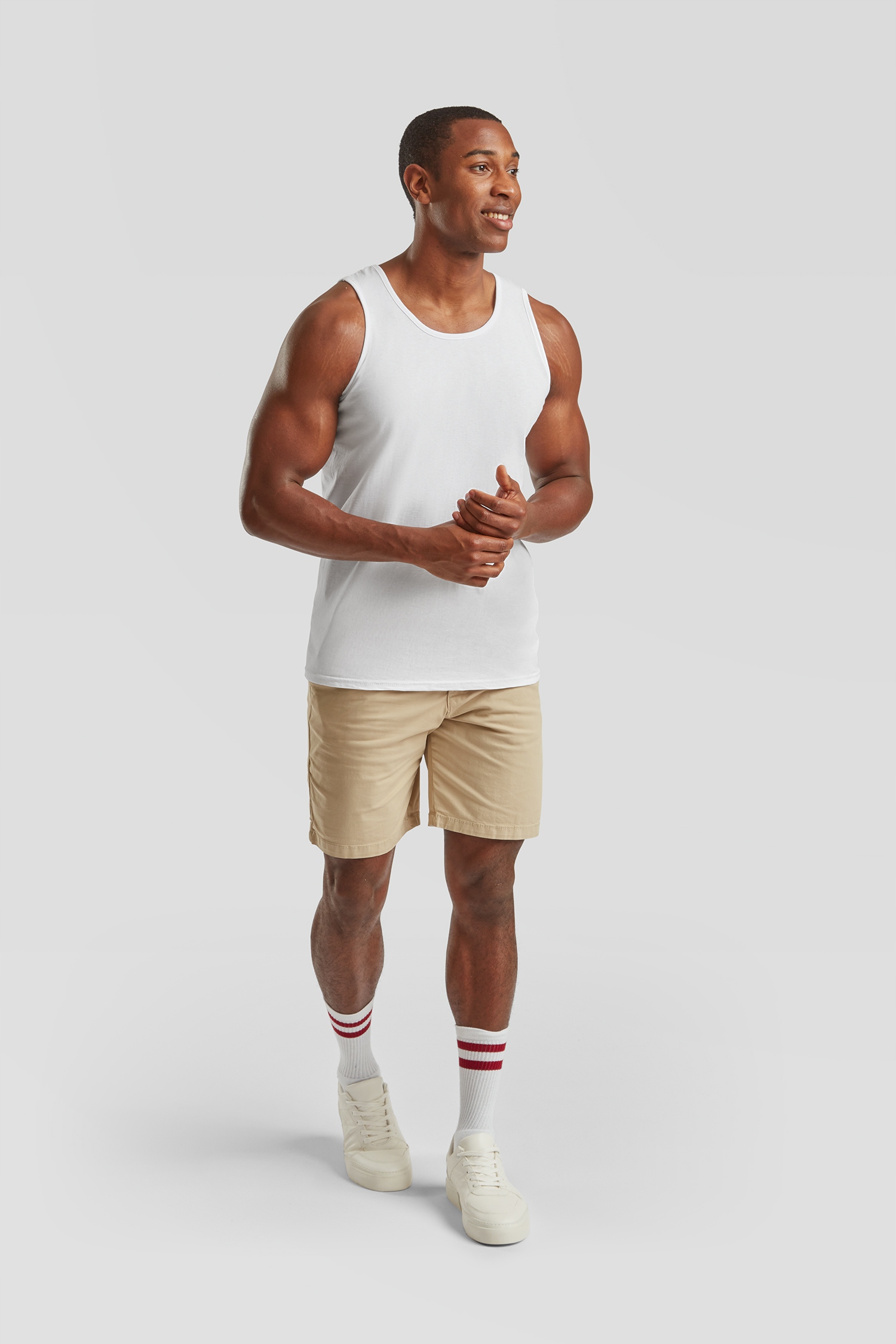 KOSZULKA NA RAMIĄCZKACH BOKSERKA MĘSKA TANK TOP FRUIT OF THE LOOM biała S Kolor biały