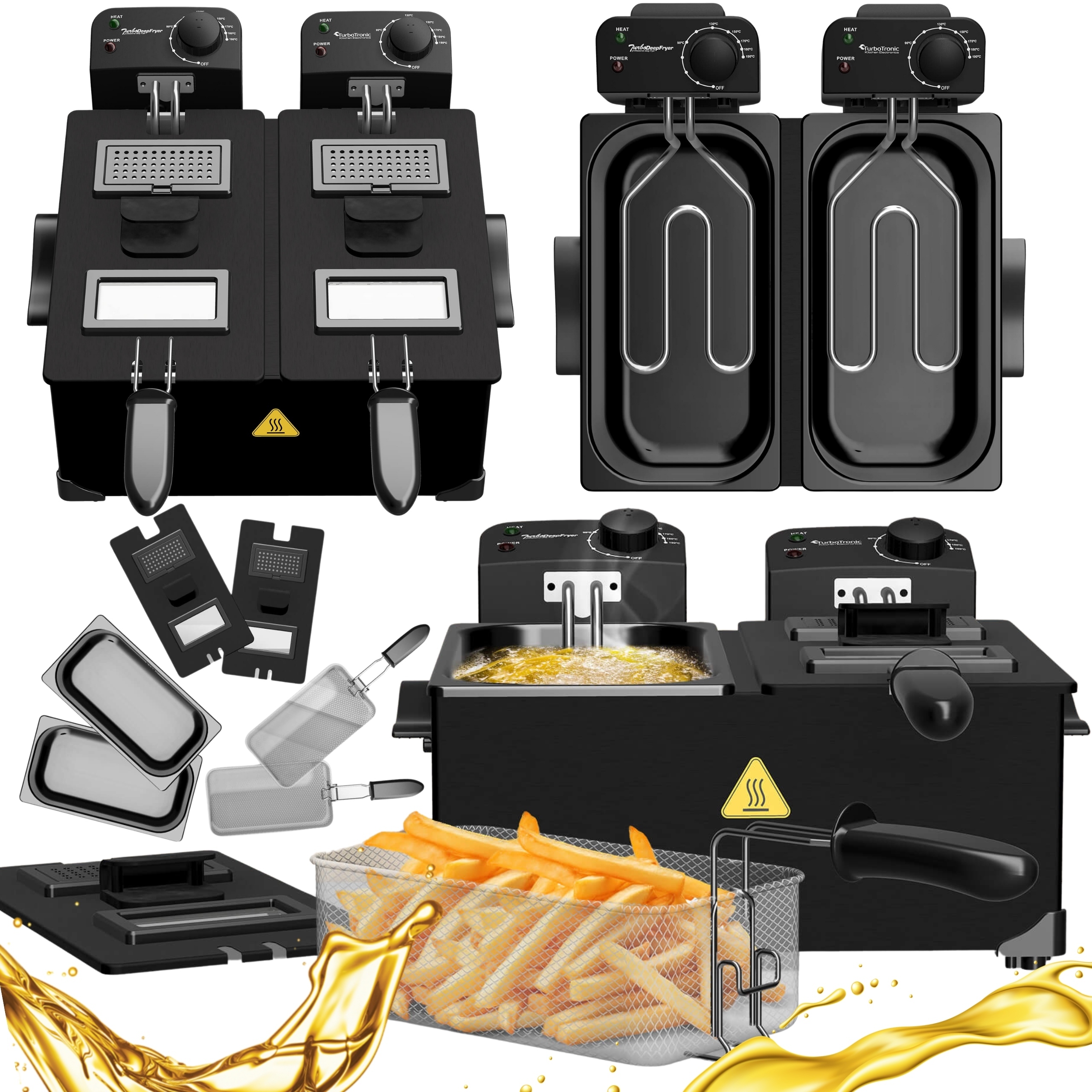 Tradycyjna Frytownica Frytkownica Olejowa Podwójna 3600W 2x3L