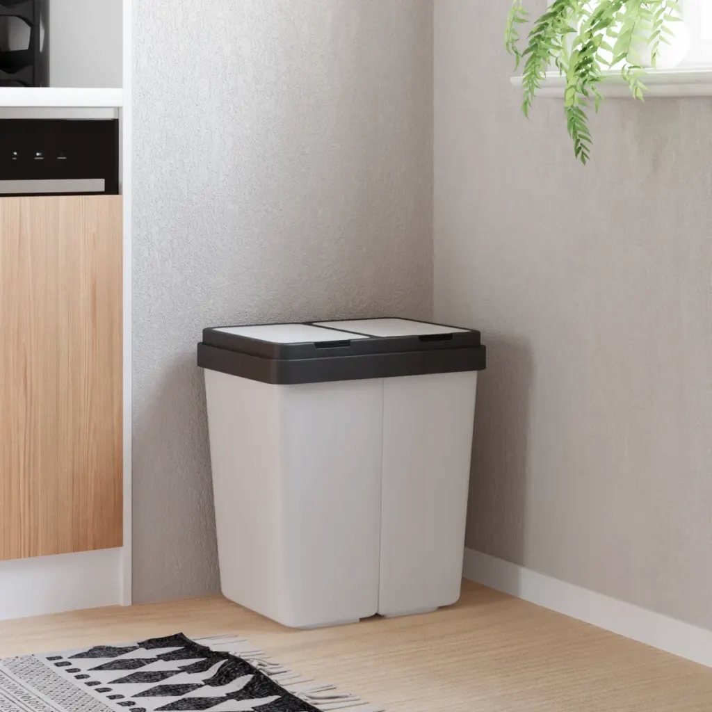 Dvojitý odpadkový koš, bílý, 2x25 L