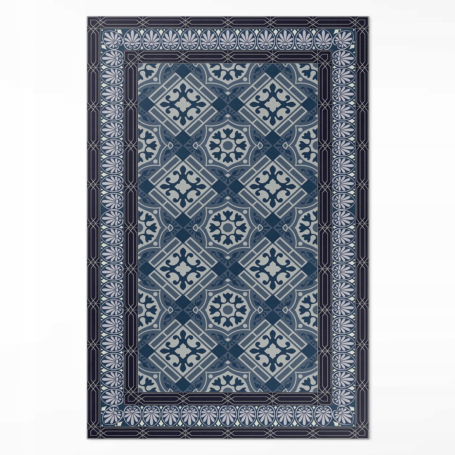 Pvc koberec do domu Rozmer: 140 x 210 cm Tmavomodrá talavera, krásny vintage vzor