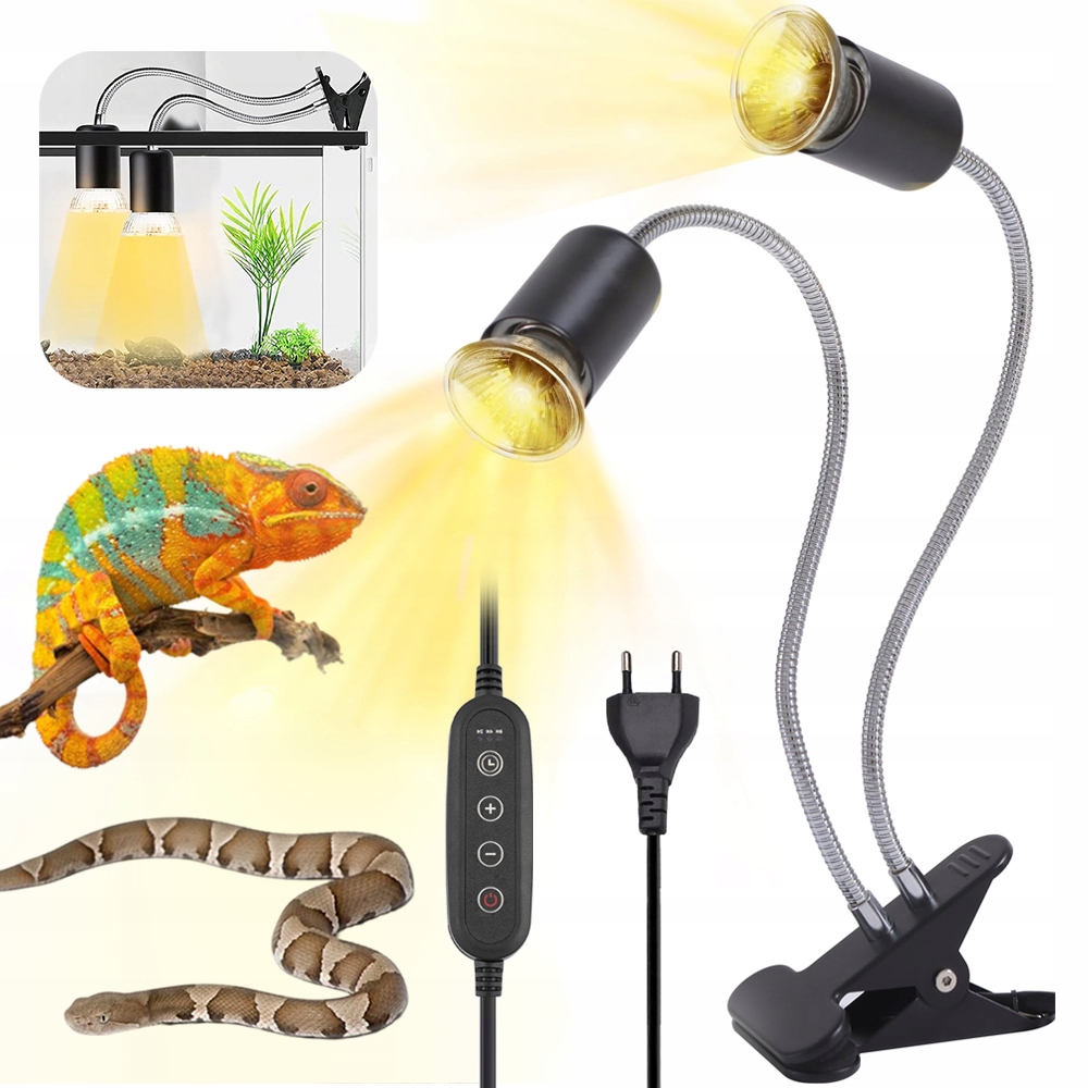 Vyhřívaná želví lampa, 25 W, 50 W, Uva/uvb, lampa pro zemní želvu s 360° svorkou
