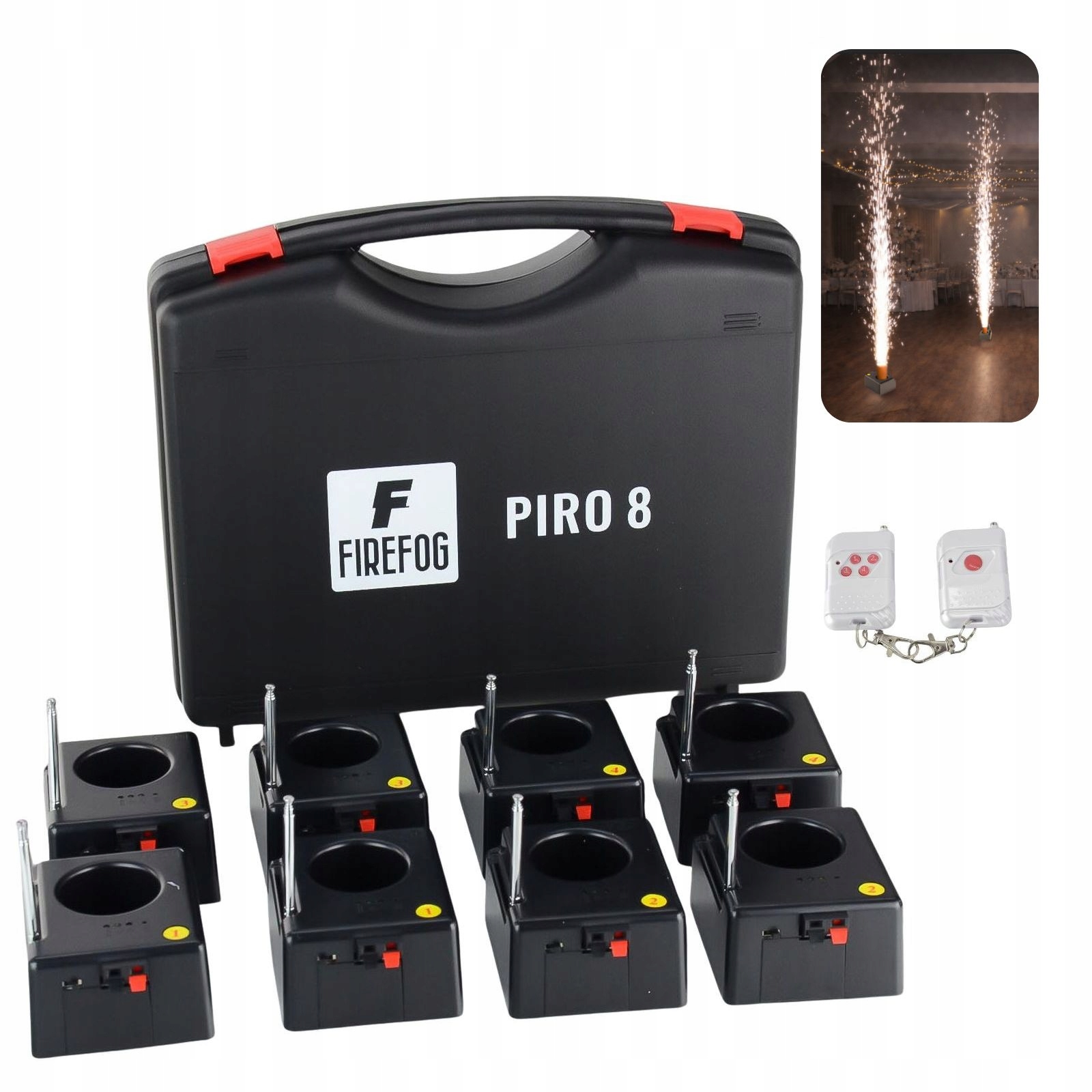 System zdalnego odpalania fontanny iskier 8 kanałowy 8 odbiorników walizka