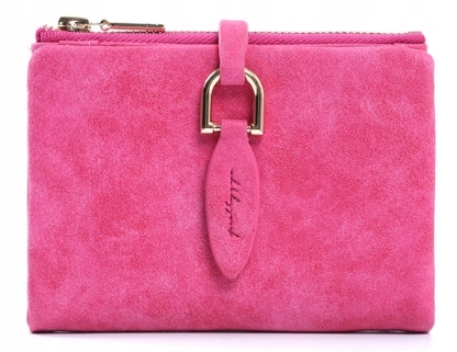 

Portfel Damski Skórzany różowy Pojemny na Karty