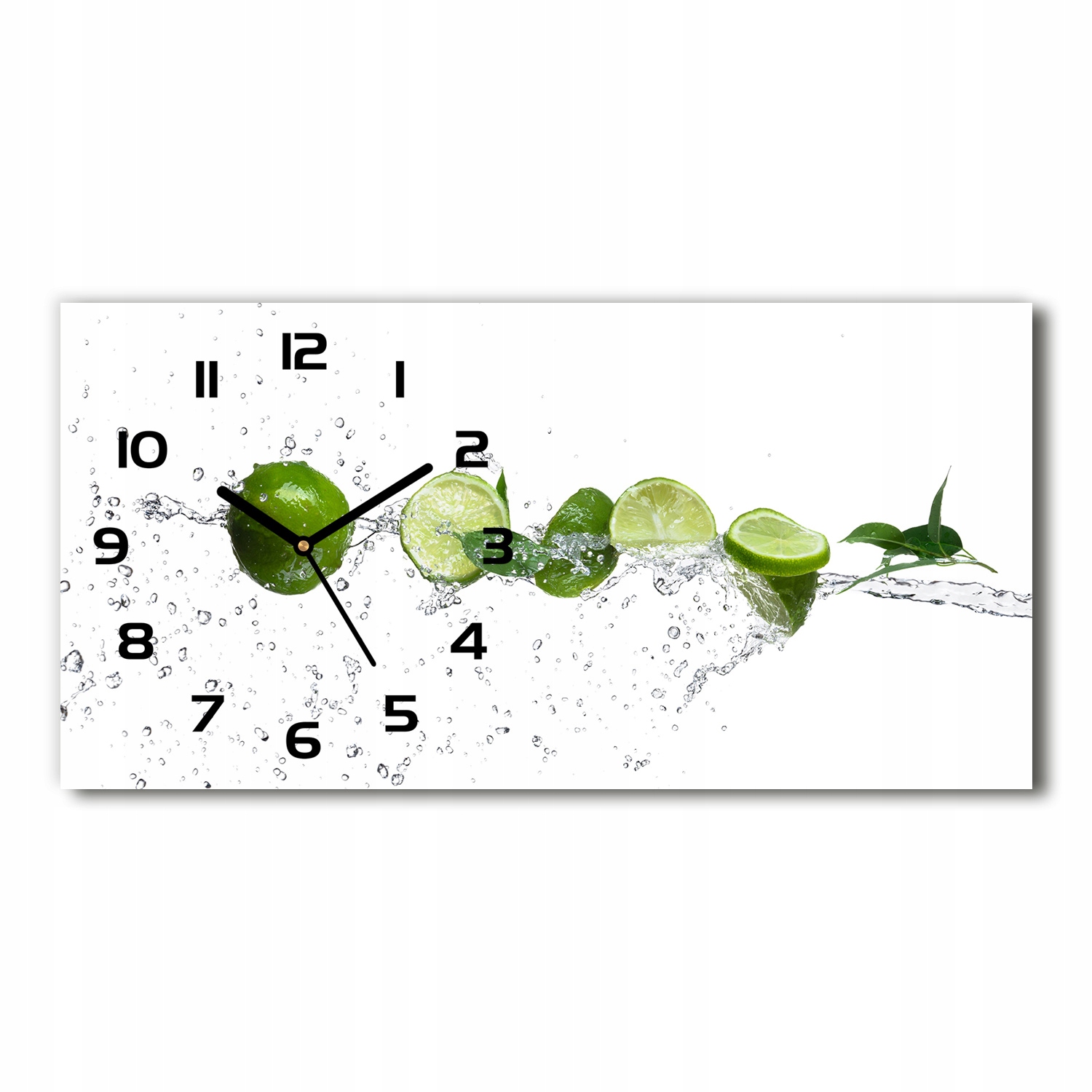 

Zegar ścienny szklany cichy Limonka i woda 60x30cm