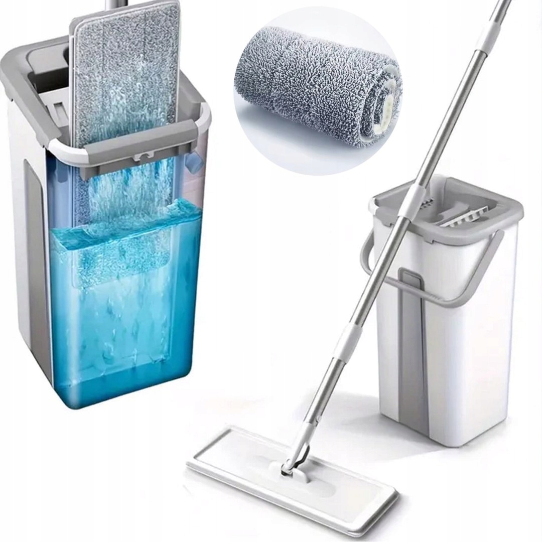 Mop Płaski Obrotowy Z Wyciskaczem Wiadrem Dwukomorowy Ultramop Promis MS106