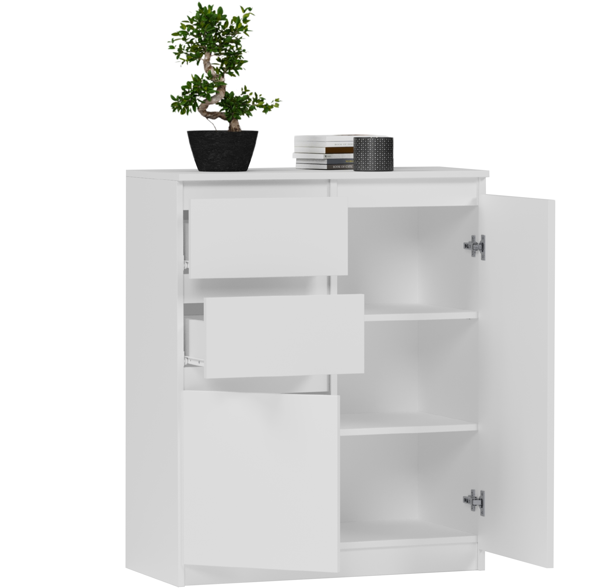 KOMODA 98CM SZAFKA 2 SZUFLADY BIAŁA S2