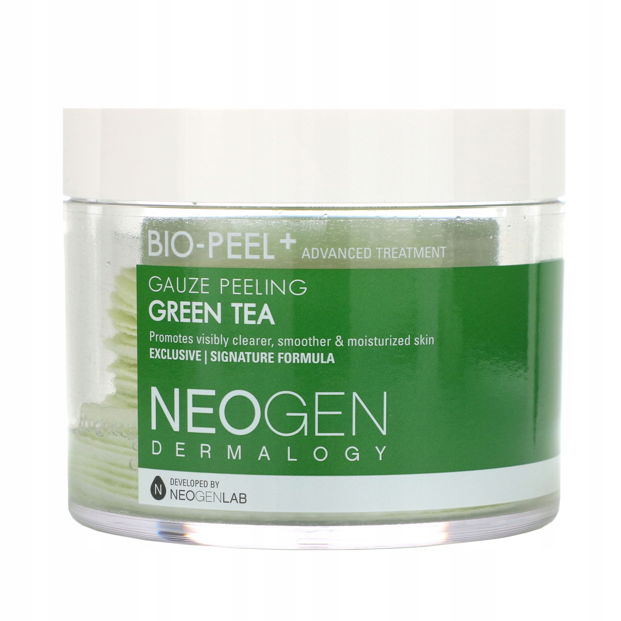 Bio-Peel+ Gauze Peeling Green Tea złuszczające płatki do twarzy do rozjaśnienia i nawilżenia